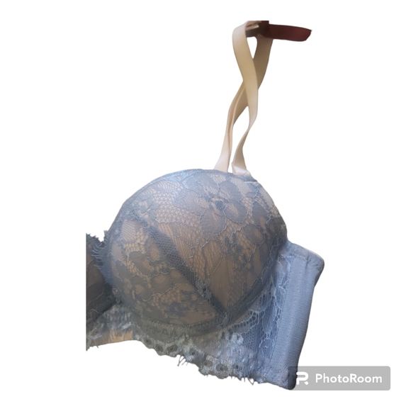 THE LITTLE BRA COMPANY Catherine Blue Lace Push Up Bra - Size 28A, XXS - Picture 2 of 4